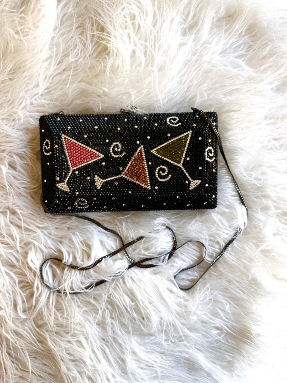 Black Rhinestone Martini Clutch